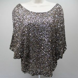 Vince Gold Sequins Slouchy Top Size Large